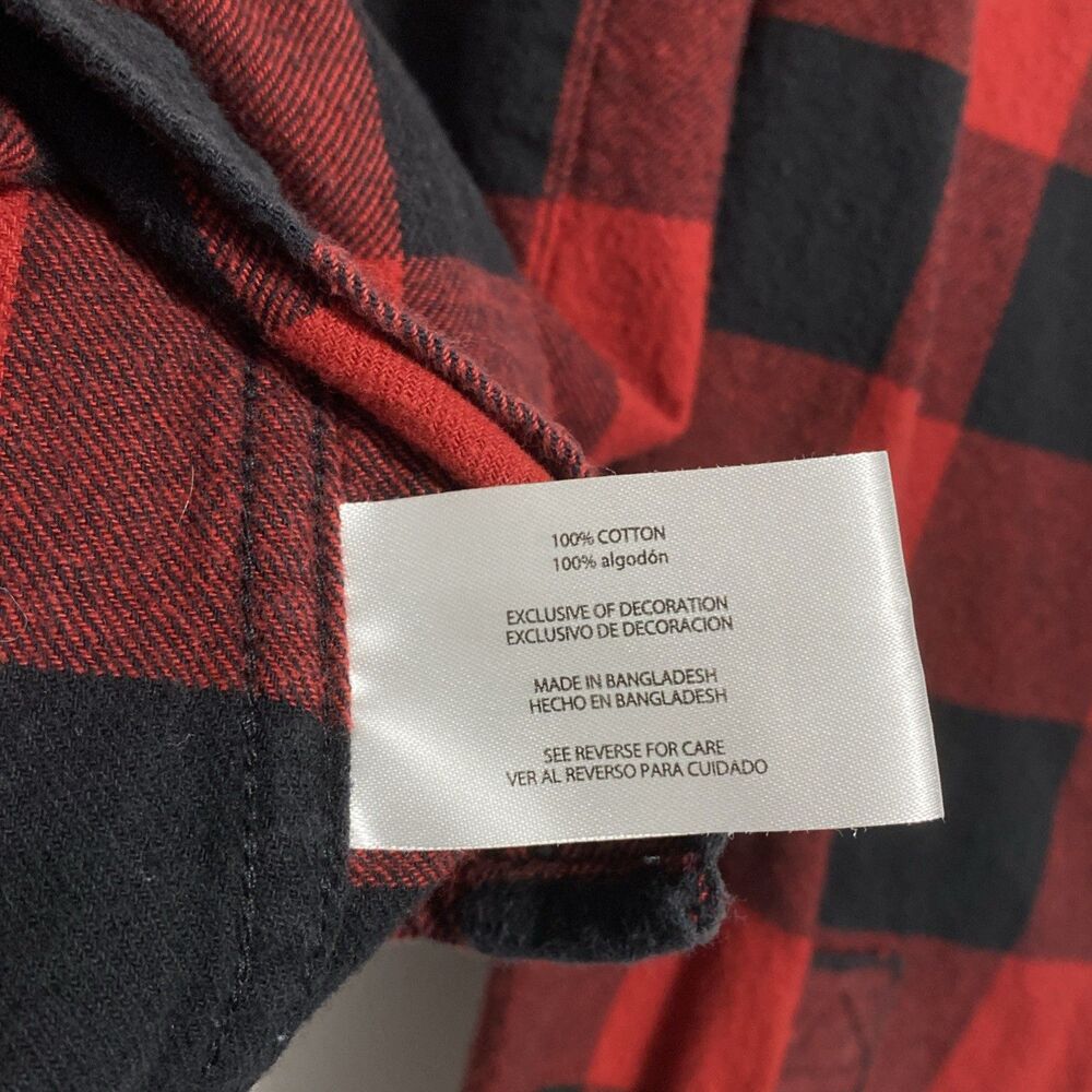 Eddie Bauer Shirt Men’s M Black Red Buffalo Check Plaid Flannel Gorpcore Cozy - Picture 10 of 11